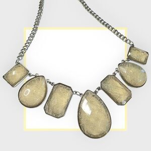 NY Faceted Rhinestone Bib Choker Statement Necklace Yellow Sparkles